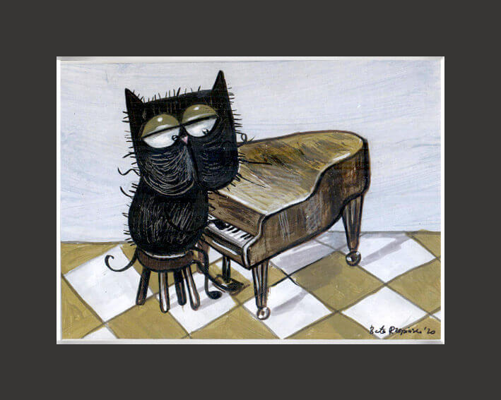 Kudłaty pianista – w szarości